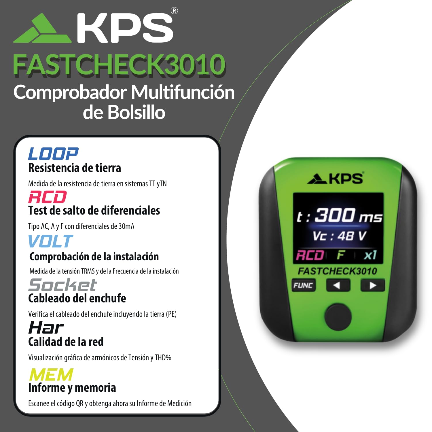 SAFETYCHECK FAST - KIT FASTCHECK3010 Equipo Multifunción de Bolsillo con Pinza Amperimétrica TRMS Profesional DCM3500T | Kit Electricista | APP Compatible | CAT.IV