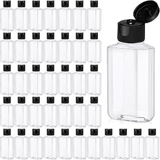 Tanlade 200 Pcs 2 oz Plastic Hand Sanitizer Bulk Bottles with Flip Cap Empty Reusable Refillable Bottles Portable Travel Size Hand Sanitizer Container for Shampoo Soap Outdoor Camping(Black Lid)