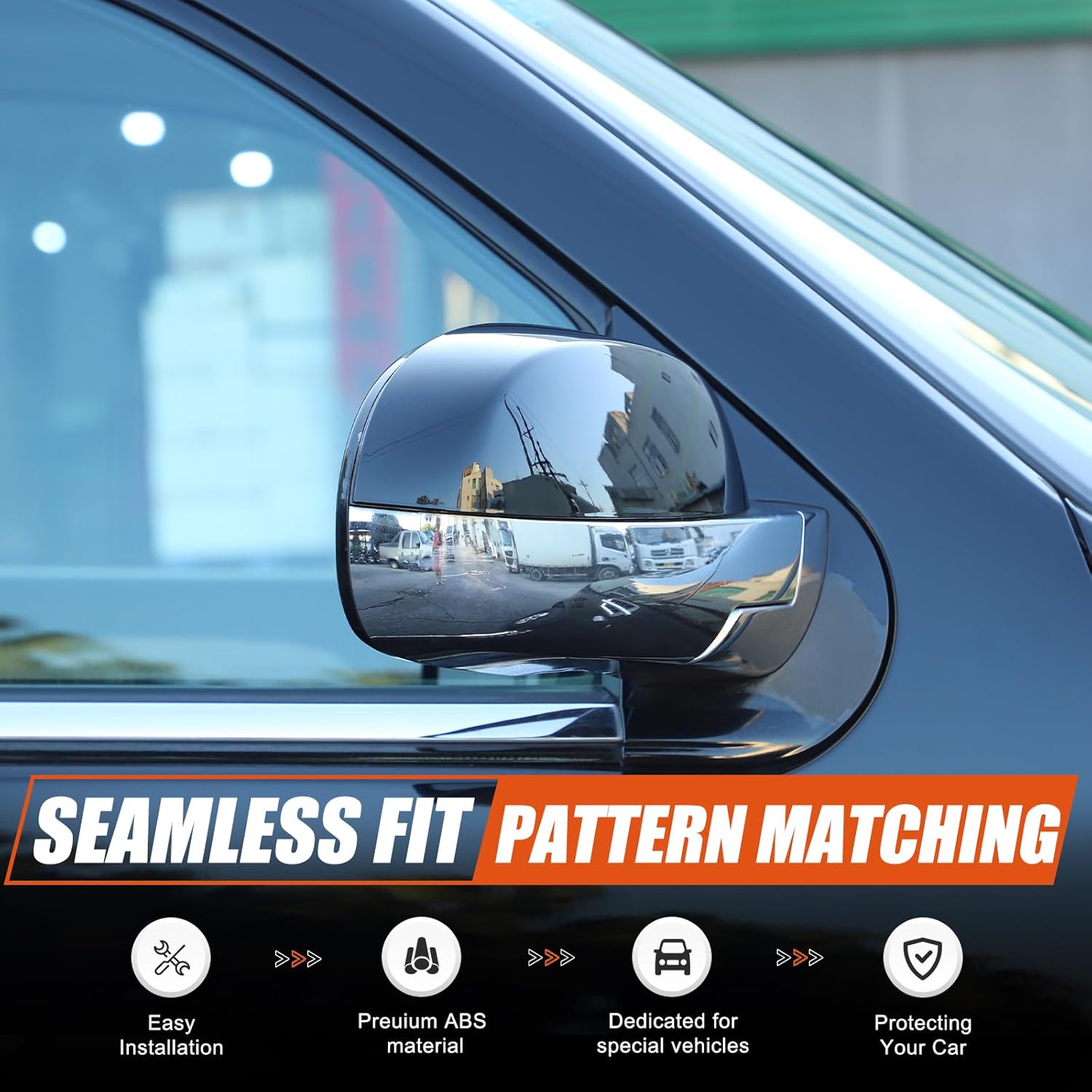 Car Door Rear View Mirror Cover Cap Compatible with Cadillac Escalade 2007-2014,ABS Car Outside Side Rearview Mirror Cover Trim Accessories (Glossy Black)