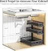 Organizador debajo del fregadero de 3 niveles, estante con cajón deslizante, negro, paquete de 2 | Para baño, cocina, despensa, lavandería y organización y almacenamiento del hogar 3