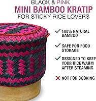 Vista 5 de Juego de 4 cestas adhesivas de bambú para servir arroz, 4 piezas de 4 pulgadas de diámetro, recipiente de arroz adhesivo de bambú hecho a mano, apto