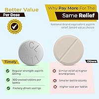 Vista 2 de Time-Cap-Labs - 300 unidades de aspirina de fuerza regular de 325 mg para adultos, en comparación con Bayer, tabletas de aspirina de fuerza regular