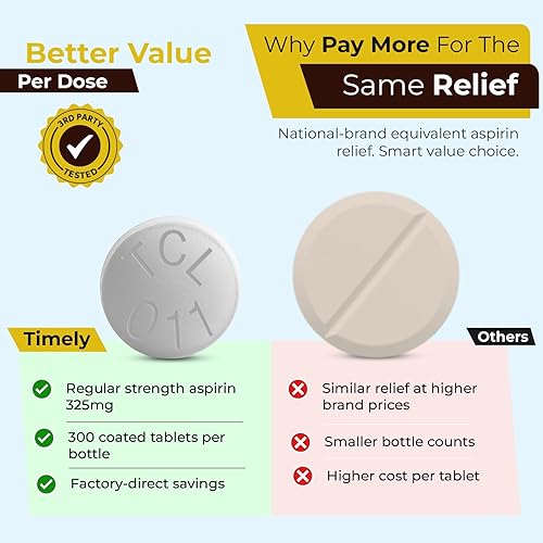 Miniatura 2 de Time-Cap-Labs - 300 unidades de aspirina de fuerza regular de 325 mg para adultos, en comparación con Bayer, tabletas de aspirina de fuerza regular