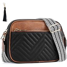 Fashion Crossbody Bags for Women Vegan Leather Quilted Crossbody Purses Shoulder Bag with Wide Strap