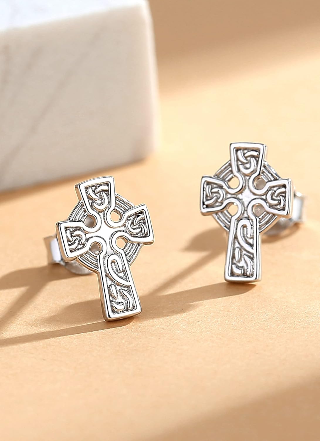 INFUSEU 925 Sterling Silver Celtic Knot Stud Earrings for Women Girls, Small Irish Jewelry 6-10 mm