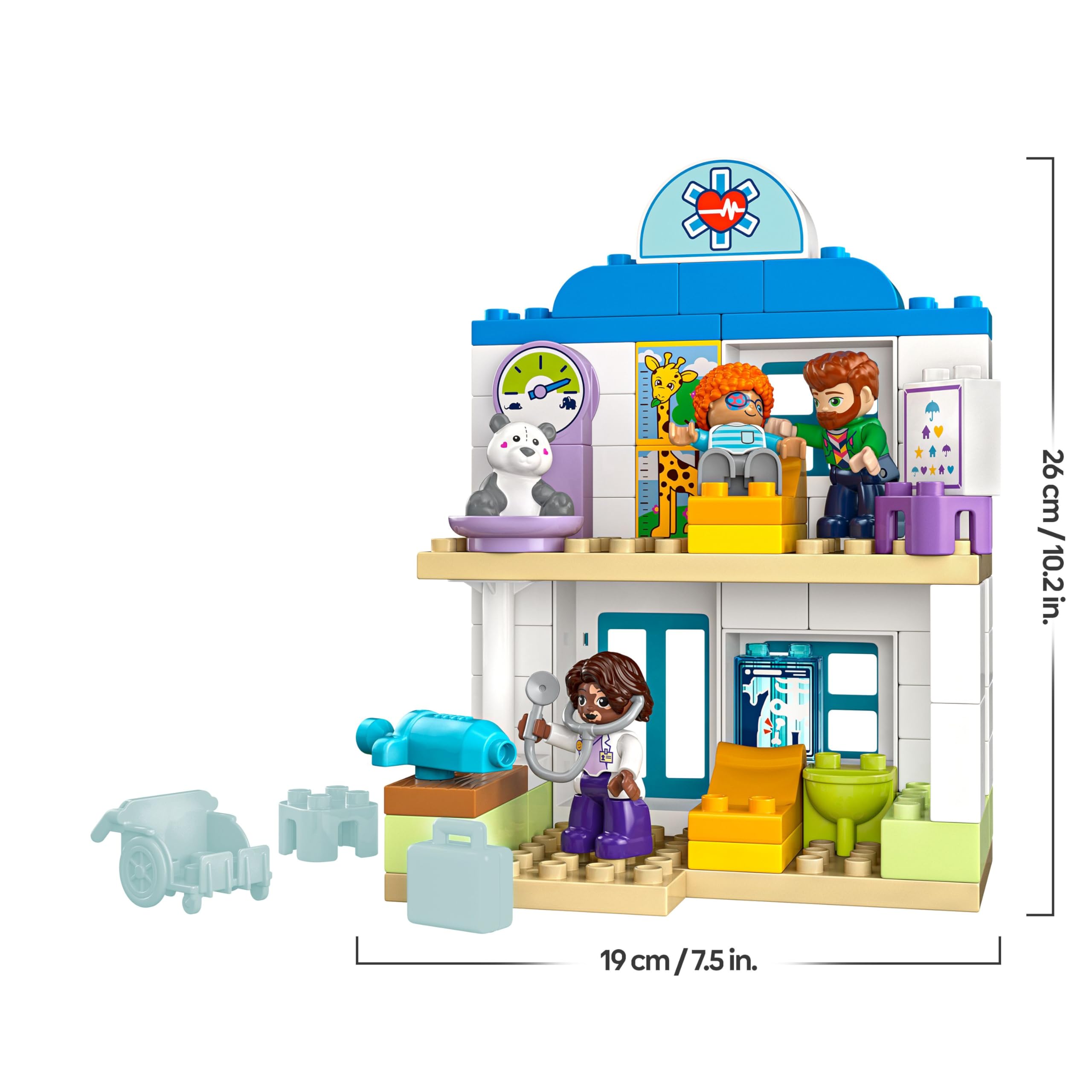 LEGO DUPLO Prime Esperienze: Visita dal Dottore - Giochi Didattici per Bambine e Bambini da 2 Anni - Set Montessori con Costruzioni, 4 Personaggi, Accessori e Carte delle Emozioni - Idea Regalo 10449