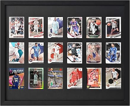 18 Baseball Card Display Case - Trading Card Display,Sports Graded Card Display Case Wall Mount with UV Protction Glass Door for Baseball Basketball Football Hockey Trading Card Collection.