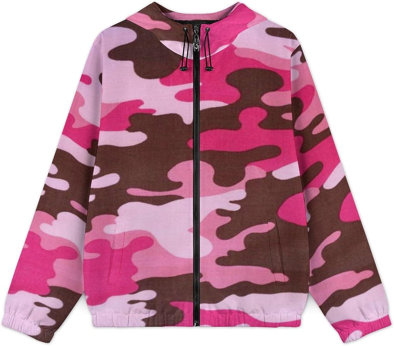Purple Pixel Camo Men's Windbreaker Jacket Lightweight Hooded Windbreaker Coat with Pockets
