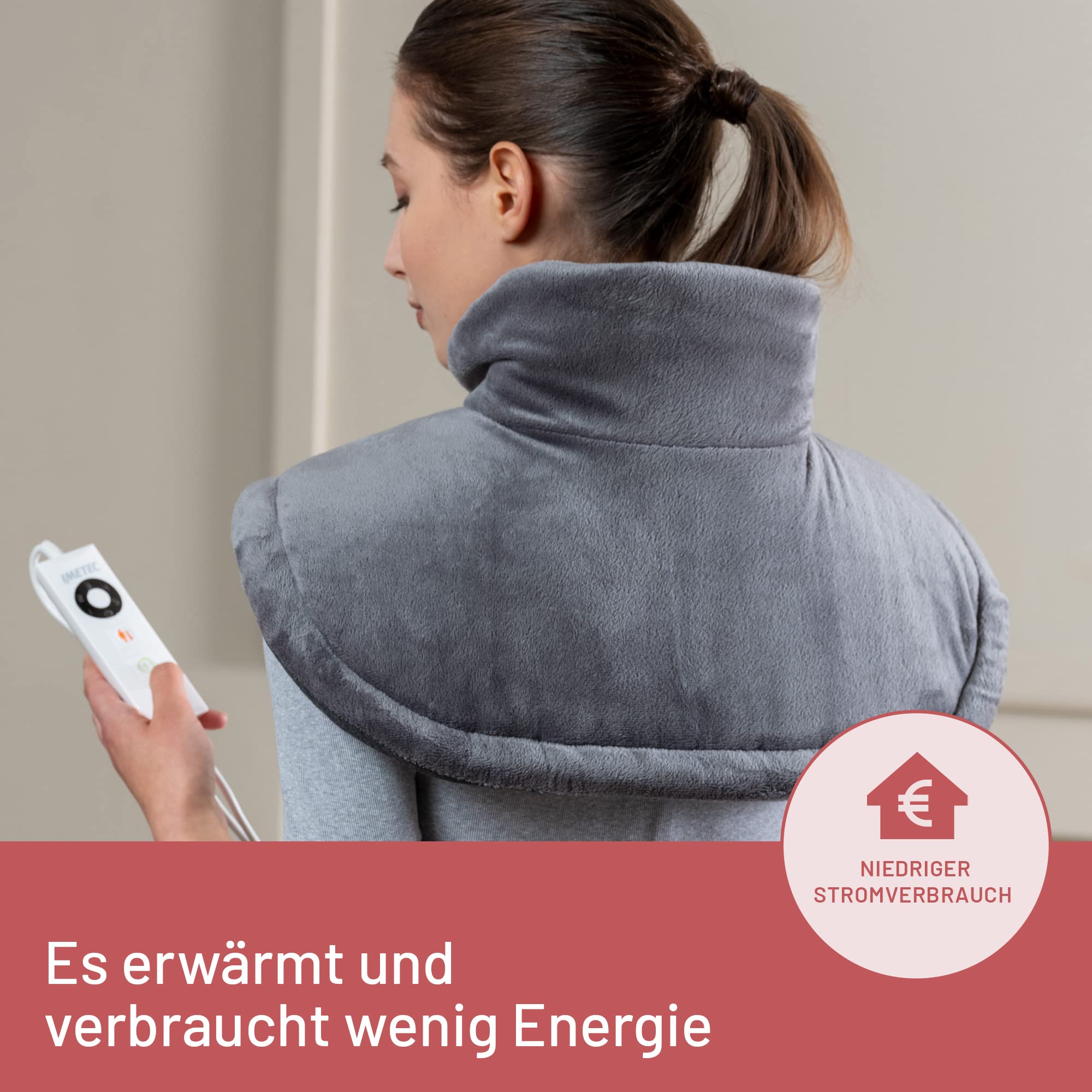 Imetec Intellisense Cervical-Heizkissen für Hals und Schultern, Wärmekissen 47 x 52 cm, antiallergischer Stoff, 5 Temperaturen, Electro-Block-Sicherheitssystem, schnelles Erhitzen, maschinenwaschbar