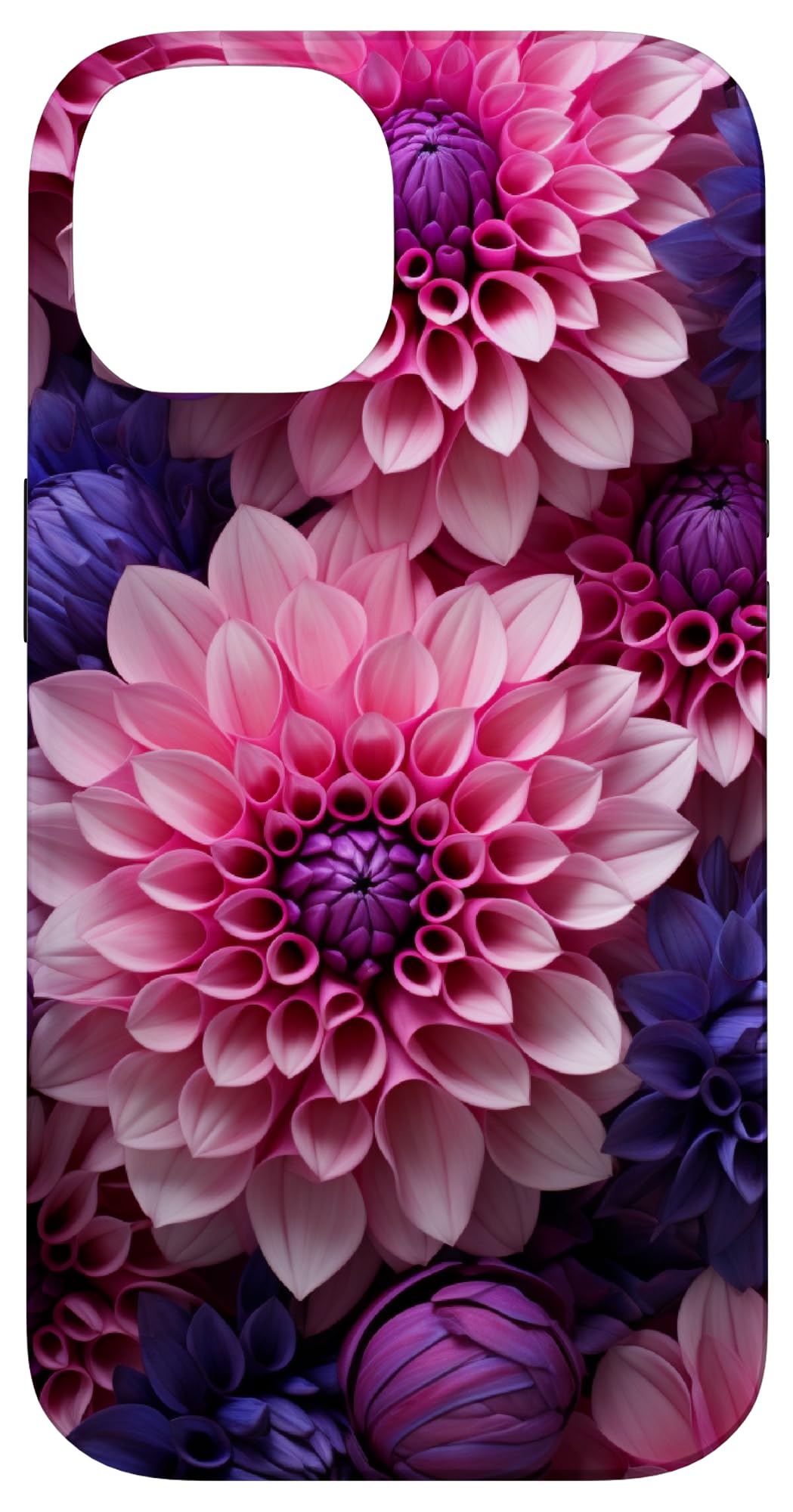 Dahlia Flower Moody Dark Floral Pink and Purple Case for iPhone 14