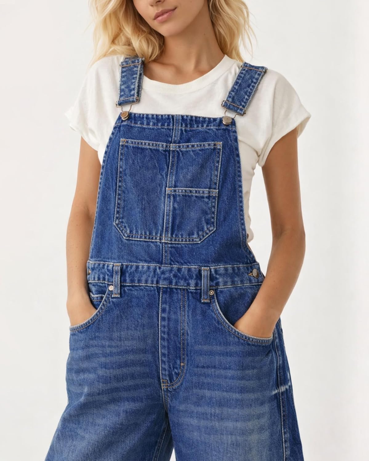 Kedera Women's Denim Overall Casual Straight Wide Leg Bib Jeans Overall Adjustable Straps Denim Romper Stretch Jumpsuits - Image 4