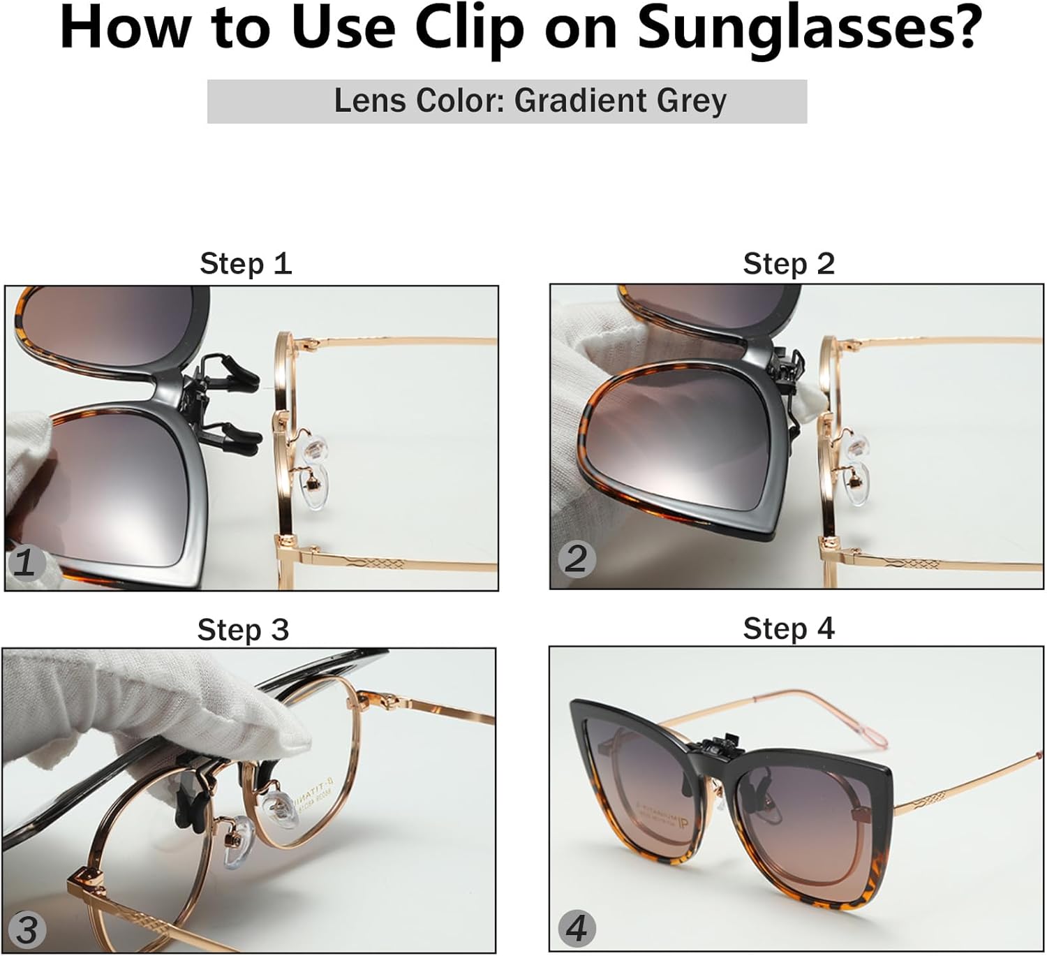 Long Keeper Polarized Clip on Sunglasses Over Prescription Women Men with UV Protection Clip on Cat Eyeglasses - Image 6