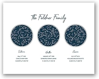 [SF Customizables] Feldner Family Custom 3 Date Night Sky Map, Anniversary Gift, Available Framed, Wedding Gift, Kid's Birthday Print, Hello Will You I Do [Poster Print ONLY]