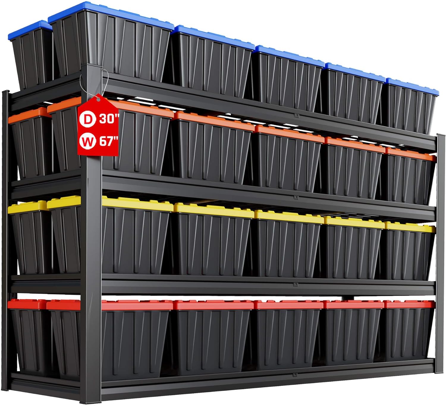 67" Wide Garage Shelving Unit, 30" D Heavy Duty Garage Storage Shelves,3500 LBS Capacity, Industrial Adjustable Shelves for Basement,Kitchen,Warehouse