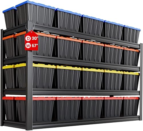 PMKES 67" Wide Heavy Duty Garage Shelving Unit, 30" Deep 4-Tier Storage Shelves, 3500 LBS Capacity PMKES 67" Wide Heavy Duty Garage Shelving Unit, 30" Deep 4-Tier Storage Shelves, 3500 LBS Capacity