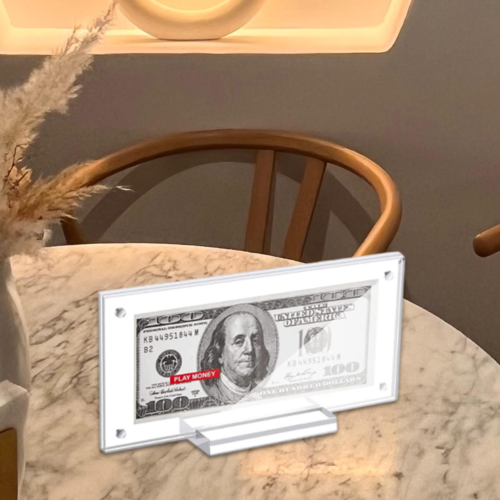 Présentoir à billets en acrylique transparent pour billets de banque