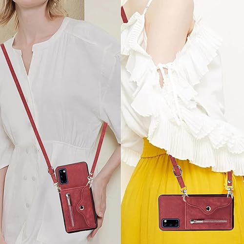 Miniatura 5 de Funda de teléfono para Samsung Galaxy Note 20 5G con protector de pantalla de vidrio templado, correa cruzada para muñeca, soporte para tarjeta de