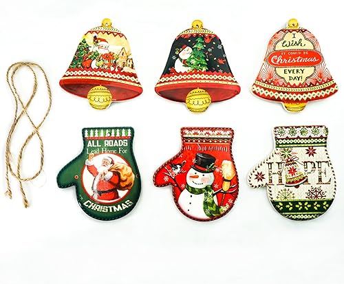 6 unidades creativas de campanas de Navidad, posavasos de cerámica, tapete aislante de transferencia de calor para decoración del hogar, colgante,