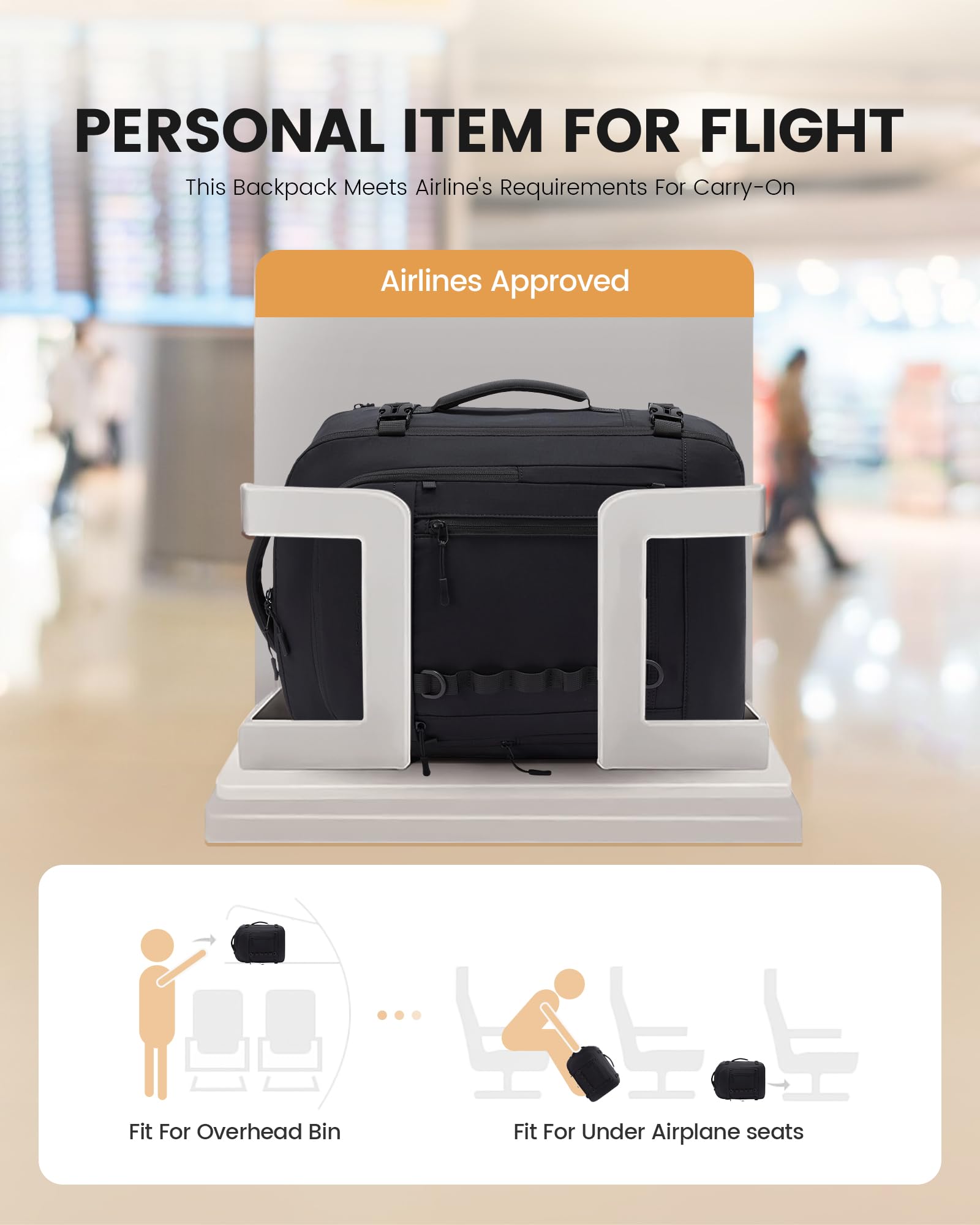 LOVEVOOK 40L Travel Backpack for Men Women, Waterproof Carry On Backpack for Work & Travel, Flight Approved Personal Item with 3 Packing Cubes, TSA Bag Fits 17.3" Laptop,Black - 5