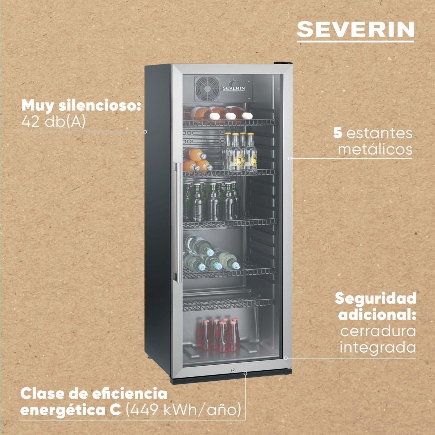 Bottle Fridge, 241L, Black-Silver