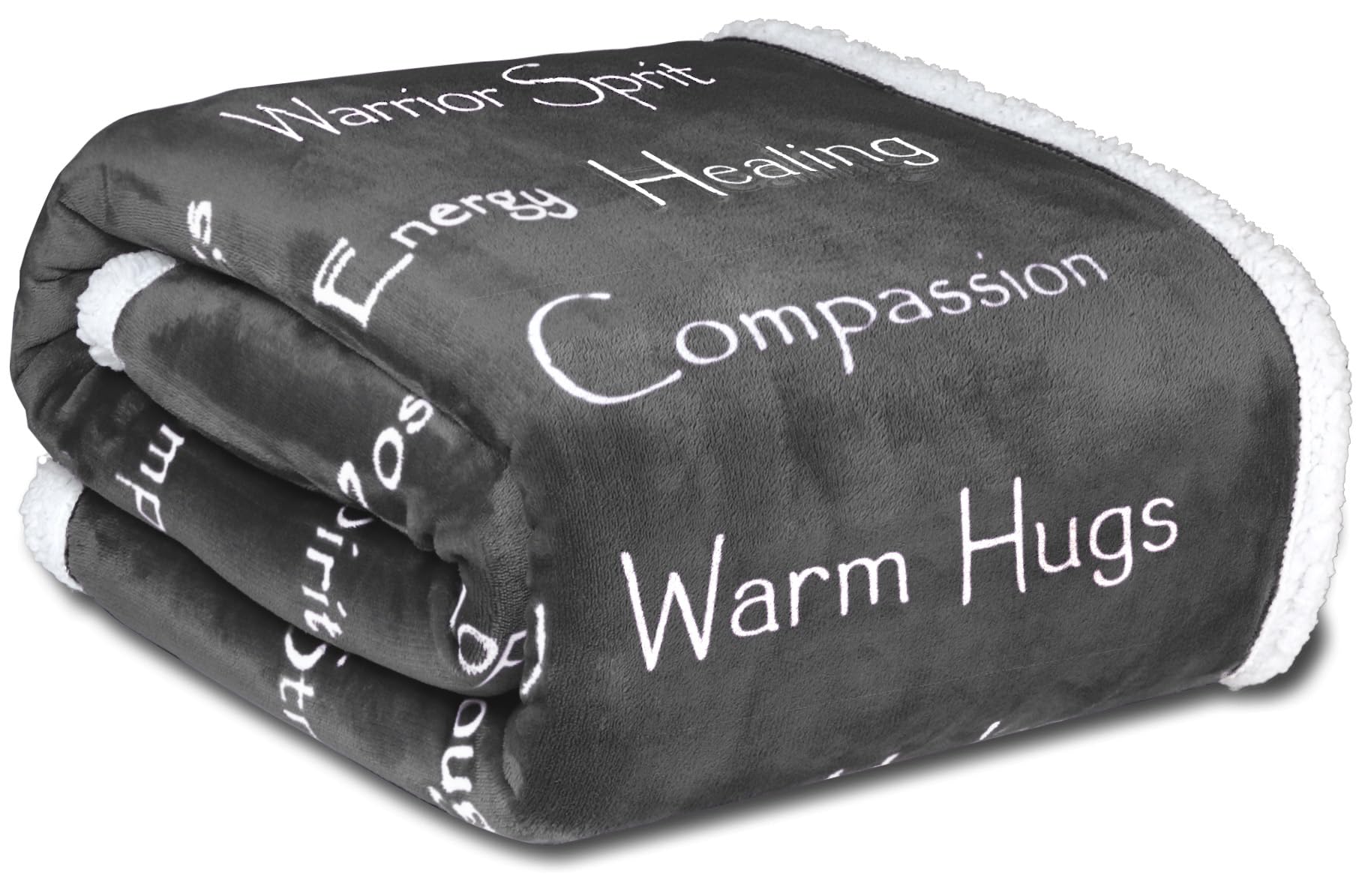 WOLF CREEK BLANKET - Compassion Blanket (Brand)- Strength Courage Super Soft Warm Hugs, Get Well Gift Blanket Plush Healing Thoughts Positive Energy Love & Hope (Charcoal, 50 x 65 Sherpa)