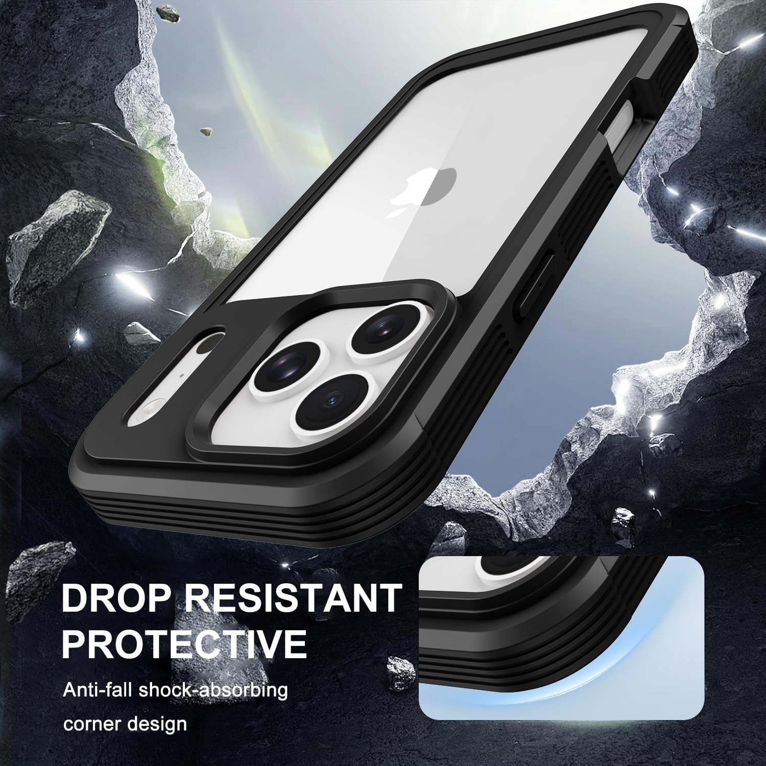 RubCase for iPhone 17 Pro Max Case, Full Body Phone Case with Built-in Screen Protector & Belt Clip Holster, Military Grade Drop Protection Rugged Cell Phone Cover for 17 ProMax 6.9” (Clear Black) - Image 7