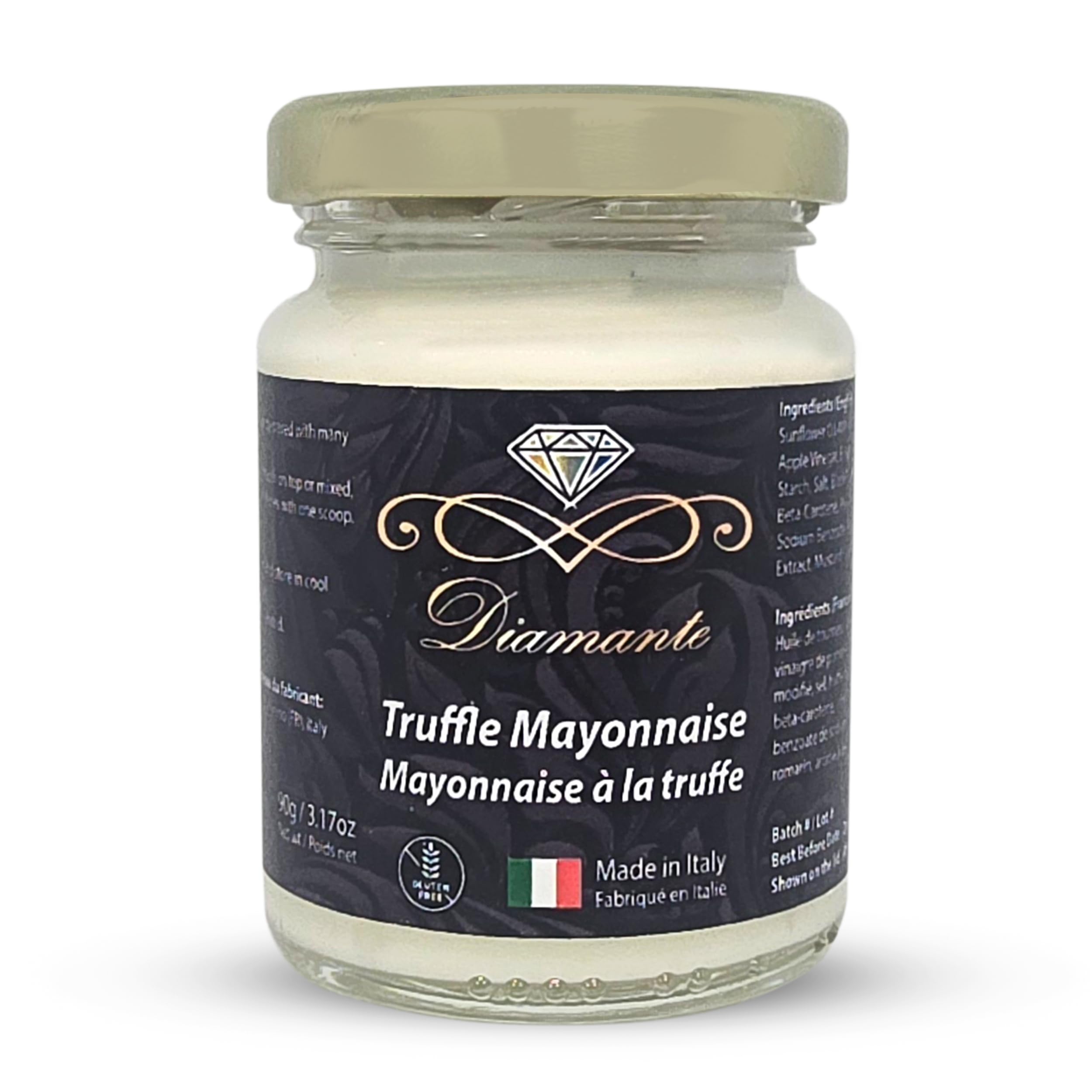 Diamante Italy Truffle Mayonnaise - Gourmet Mayo with Italian Black Truffles - Rich & Creamy Spread for Sandwiches, Burgers & Dipping - Gluten Free &