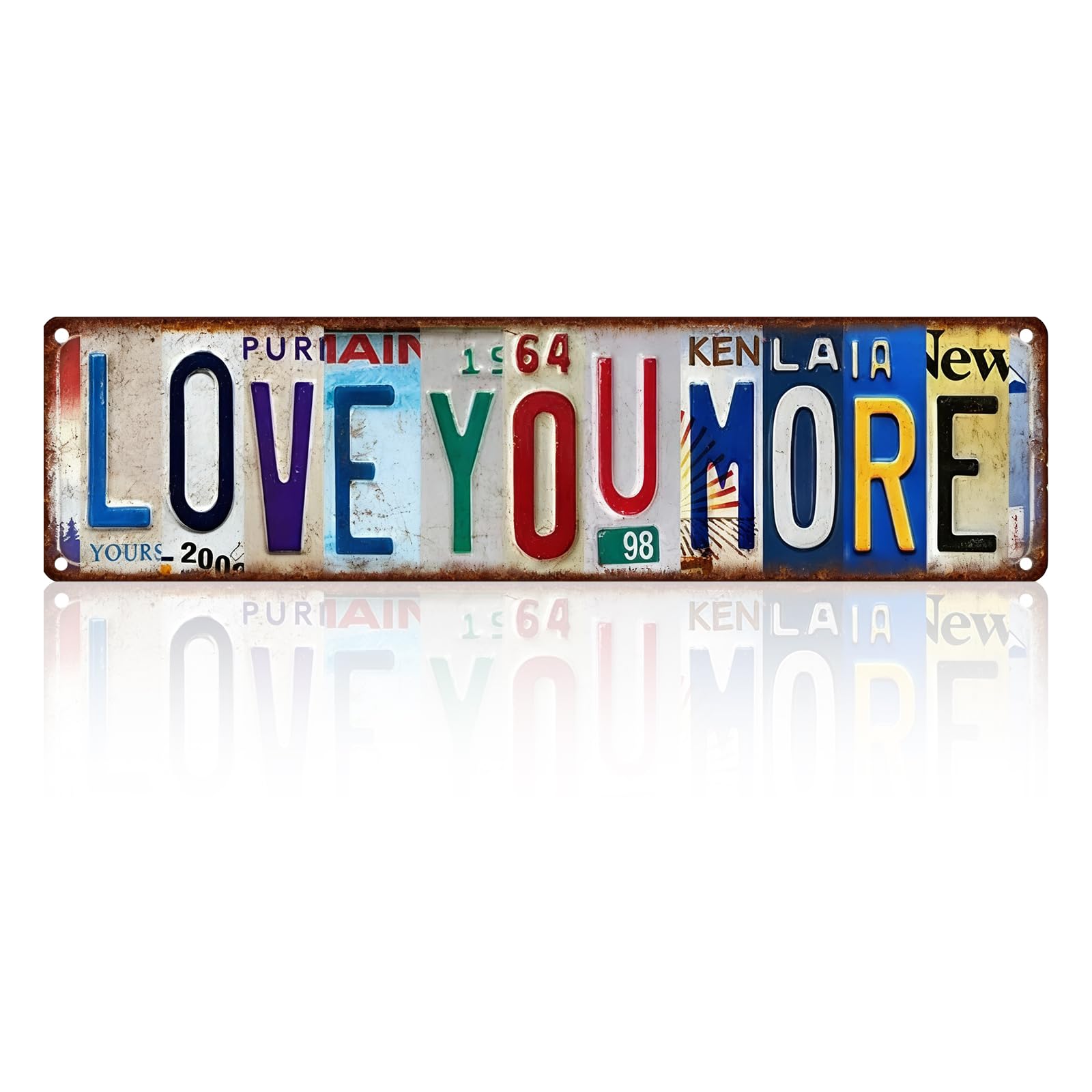 Love You More Sign Vintage Metal Emotional Expression Wall Plaques Decoration Hangable Art Painting Wall Sign for Home Bar Coffee Wall Art 12.01 × 4.49 Inches