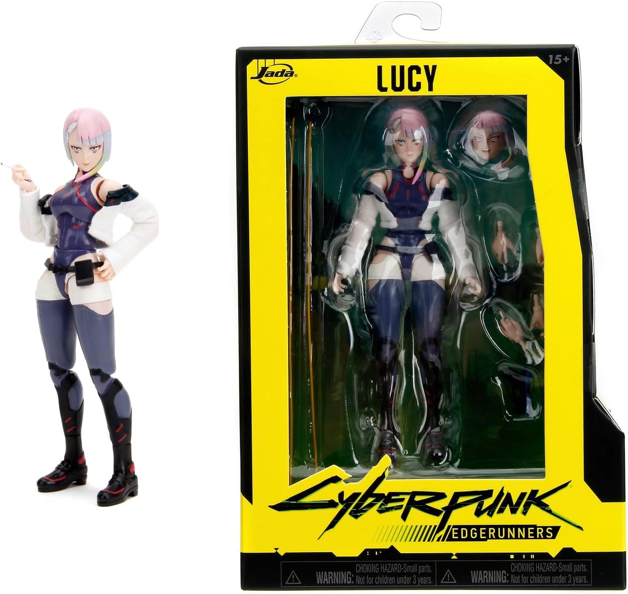 Jada Toys Cyberpunk Edgerunners Lucy Figure (14cm) - Collectible and Action Mobile Figure with Head, Hands and Alternative Accessories, for Fans and Collectors Ages 15+