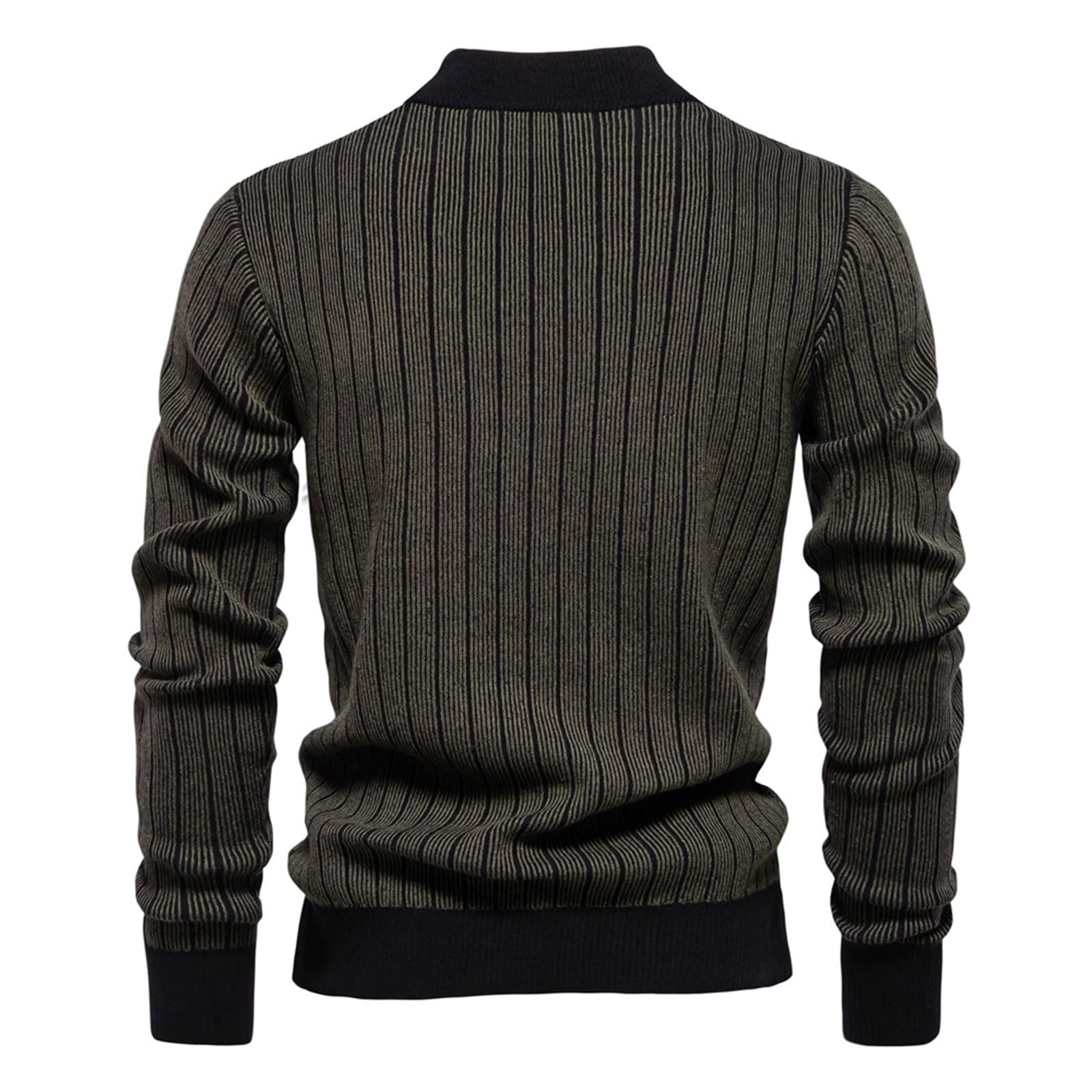 Generisch Jersey de manga larga para hombre, a rayas, de punto fino, suéter de invierno, cuello alto, suéter de trabajo, cálido, para el tiempo libre