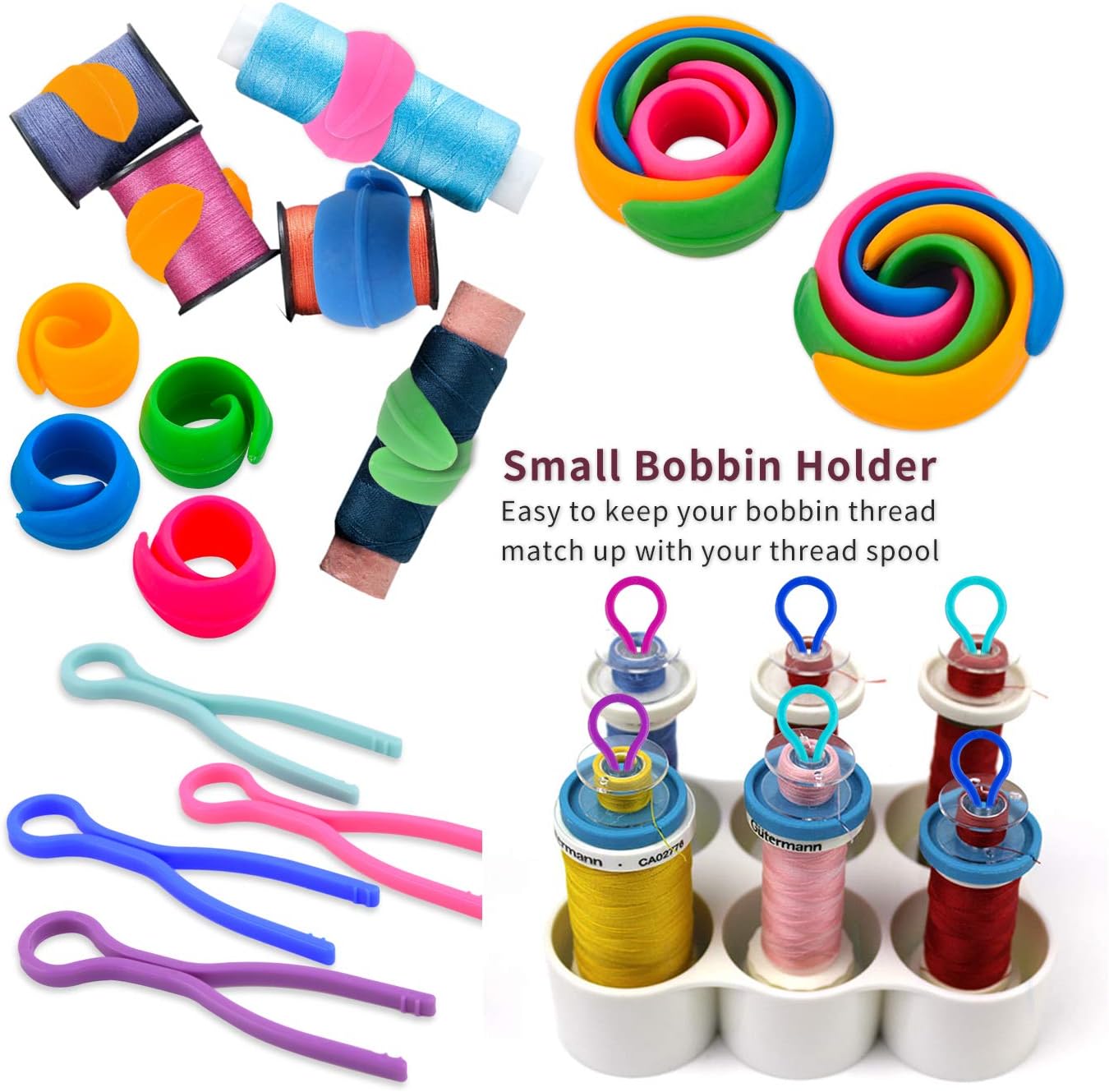 WXJ13 48 Pieces Sewing and Embroidery Bobbin Thread Holders Thread Clips Holder Bobbin Clips Peels Thread Spool Huggers Keeping Bobbin Thread Under Control for Embroidery Quilting and Sewing Thread