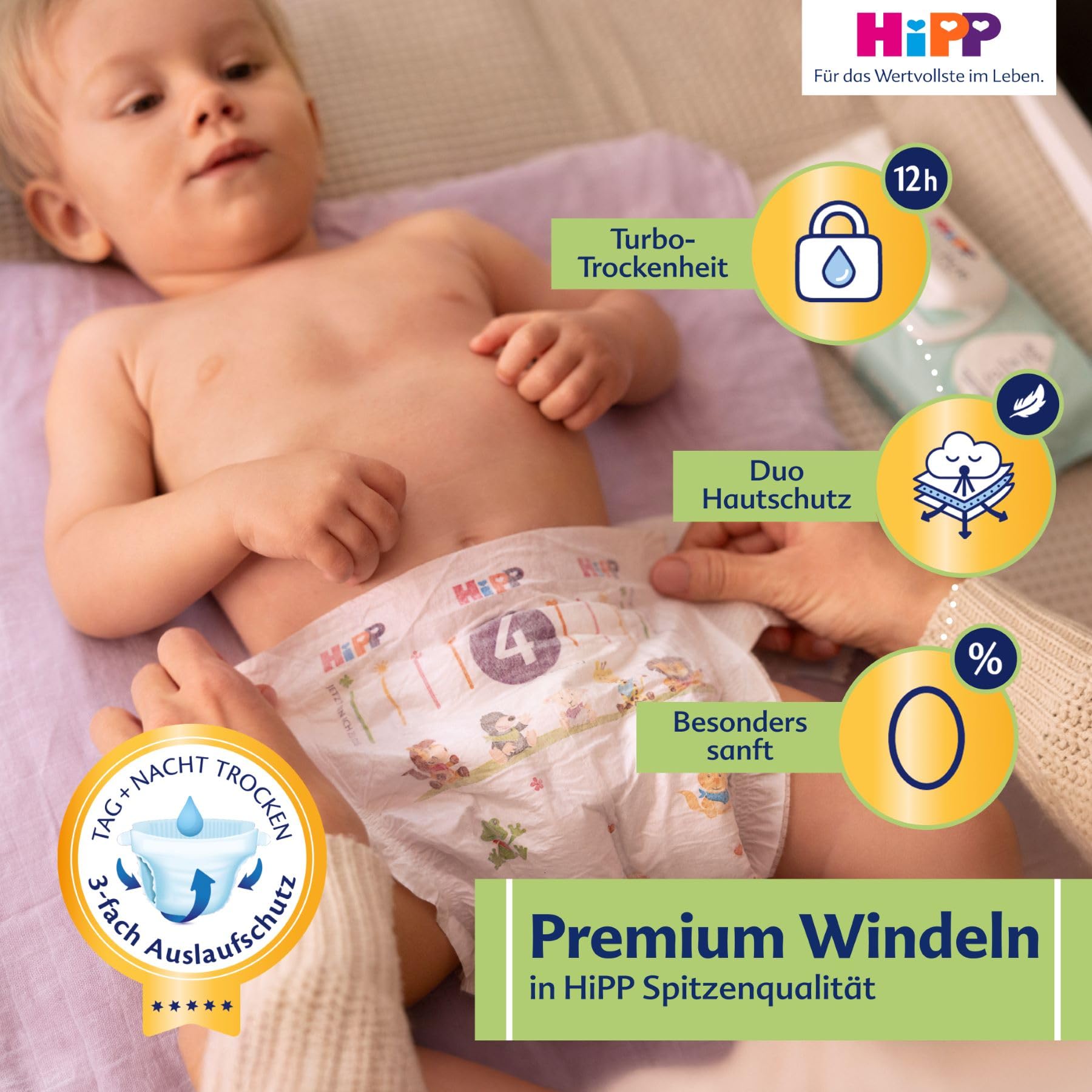 HiPP Bardzo miękkie pieluchy premium rozmiar 5 (Junior, 11-16 kg), 88 sztuk (2 opakowania po 44), z potrójną ochroną przed wyciekiem i podwójną ochroną skóry