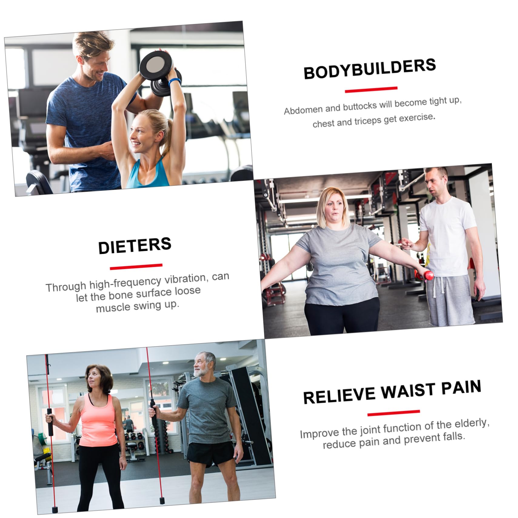 Toddmomy Workout Vibration Stick Household Elastic Rod Portable Storage Bag Included