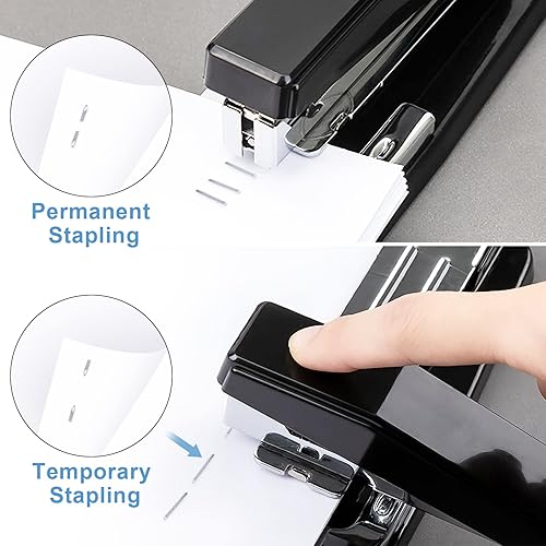 Miniatura 6 de DeliEZWORK - Grapadora giratoria con brazo oscilante, engrapadoras de escritorio de rotación de 360 grados, engrapadora de escritorio de oficina con