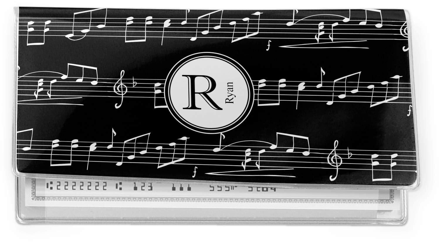 RNK Shops Personalized Musical Notes Vinyl Checkbook Cover