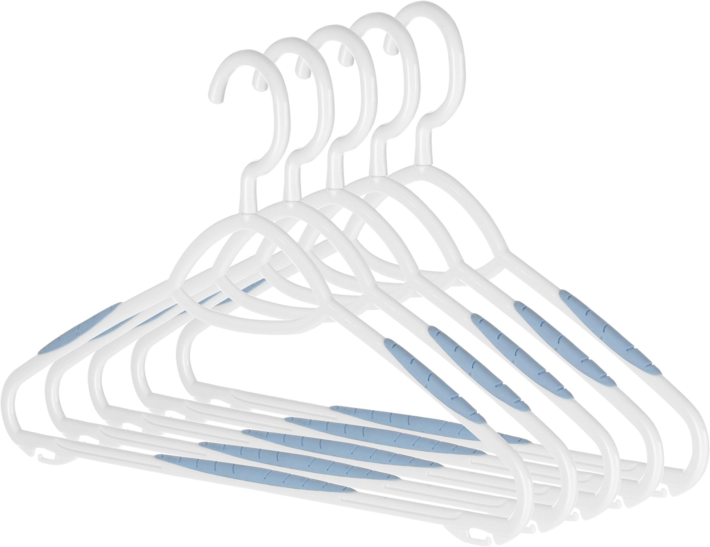 Sure-Grip Plastic Hangers (Set of 5), Rubber, Blue