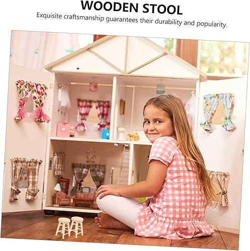 Miniatura 2 de Taburete de casa de muñecas para niños, mini juguetes, decoración de madera, accesorios a escala 112, accesorios en miniatura, muñecas, bar, silla