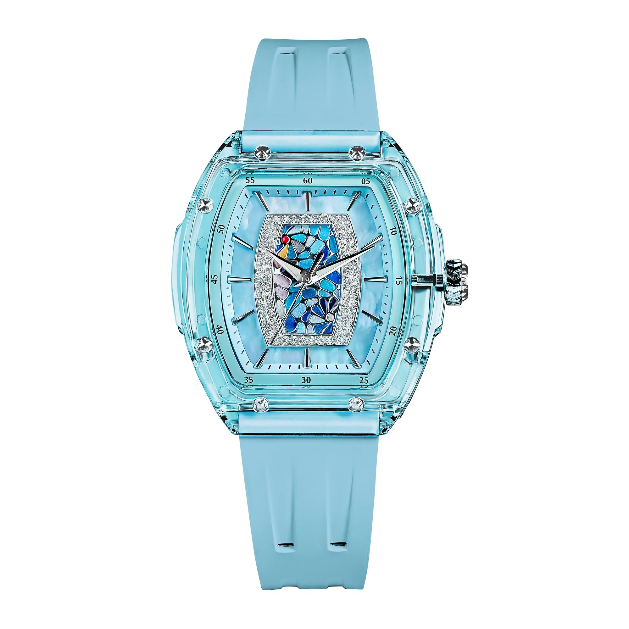 TSAR BOMBA Reloj Pulsera Mujer Lujo Tonneau Relojes para Las Mujeres De Diamantes De Lujo Relojes De Pulsera De Las Señoras Analógica con Movimiento De Cuarzo Elegante Regalos 50M Resistente