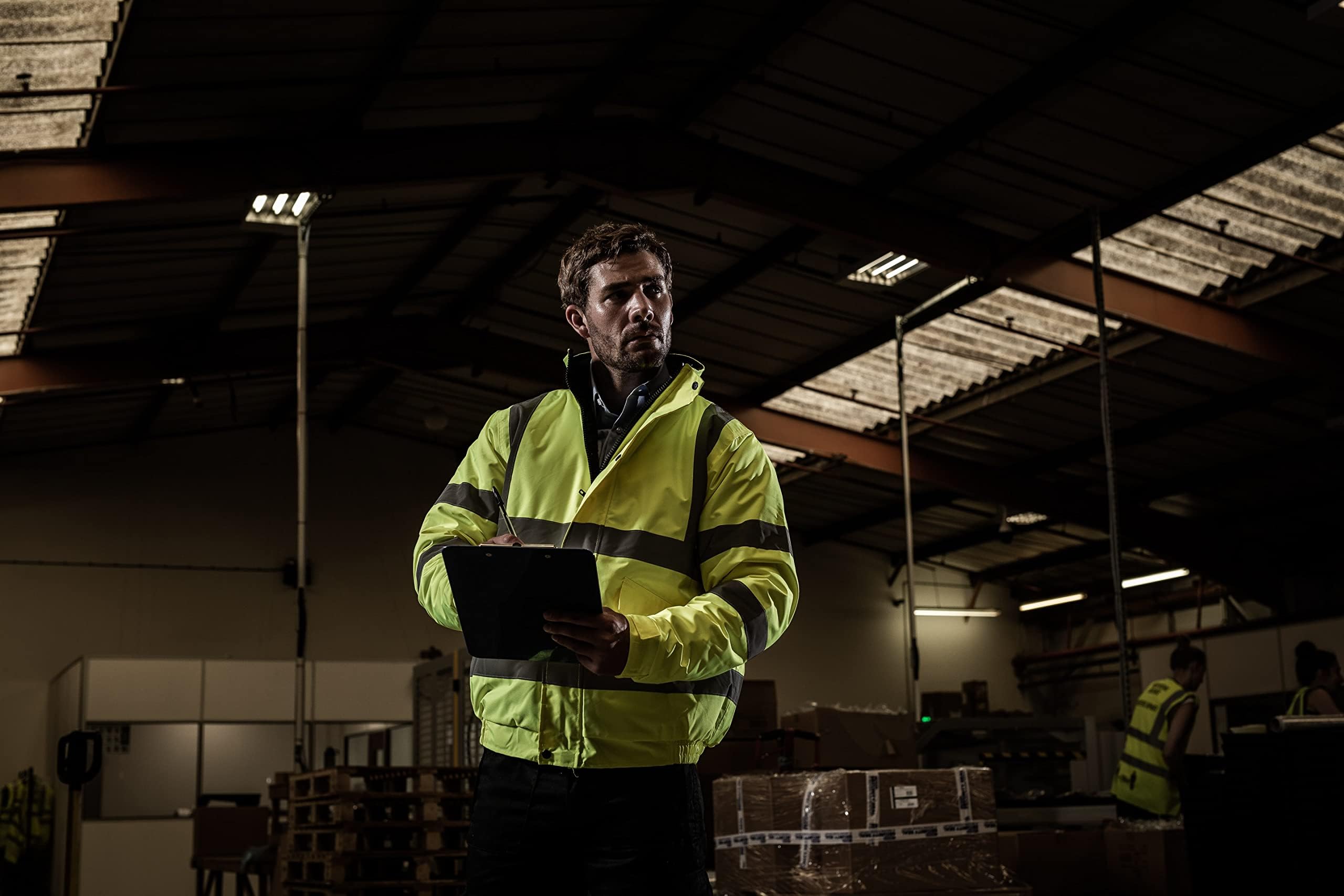 Blackrock Orange Hi Vis Waterproof Bomber Jacket Men's And Women's, Reflective High Vis Jackets, High Viz Visibility Warm Safety Security Work Wear, Taped Seams & Fleece Lined Collar - Size Small