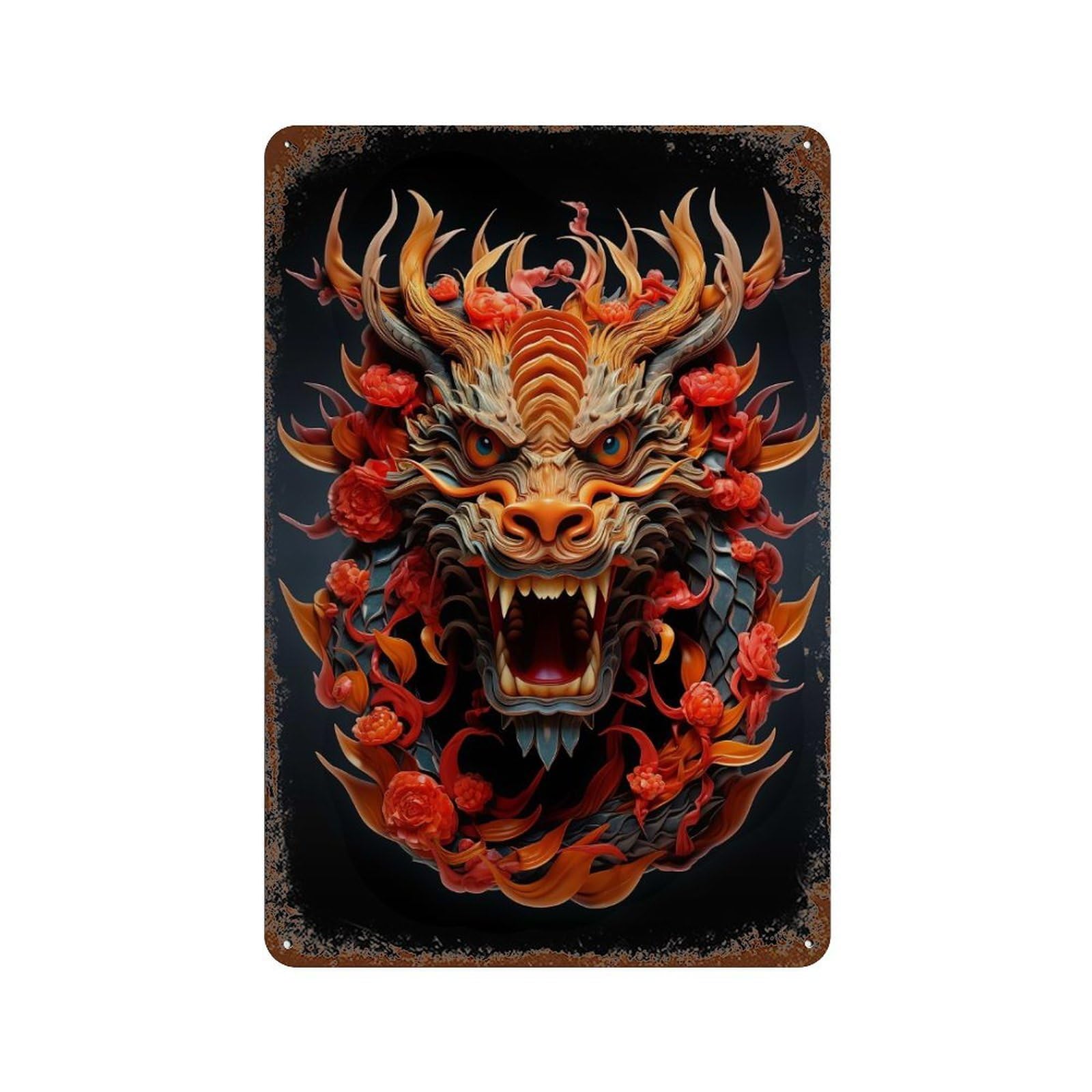 Chinese Dragon 1 Art Decorative Tin Sign 11.8"x7.9", for Farmhouse, Kitchen And Entryway Decor, Vintage Wall Decor