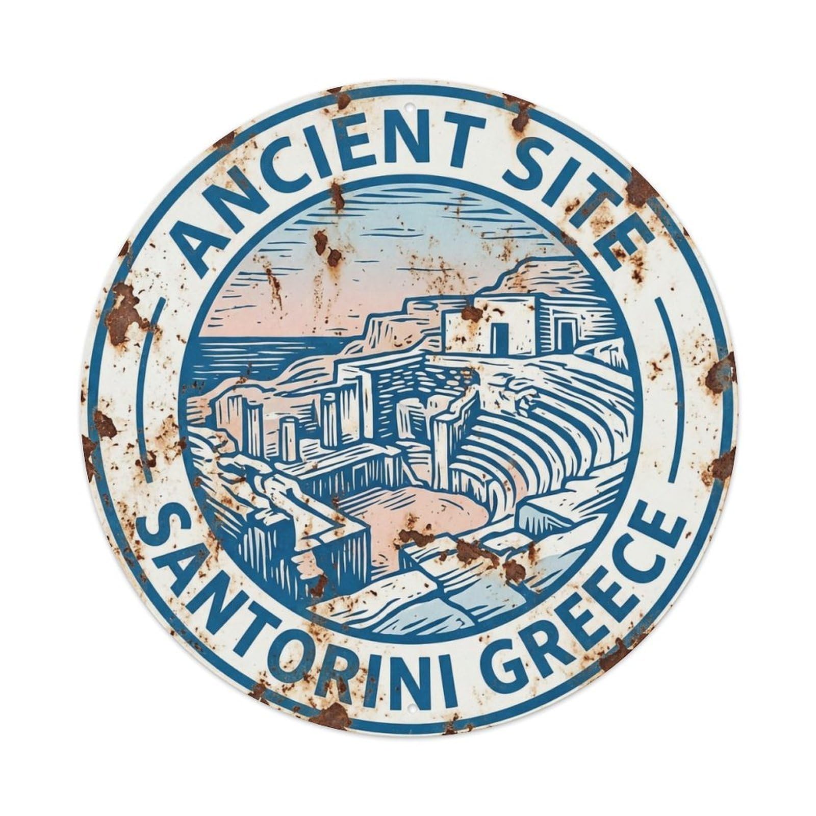Vintage Travel Ancient Santorini Excavation 1 Metal Tin Sign