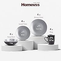 Vista 46 de Colors Life juego de vajilla, exterior negro brillante con interior de color mate