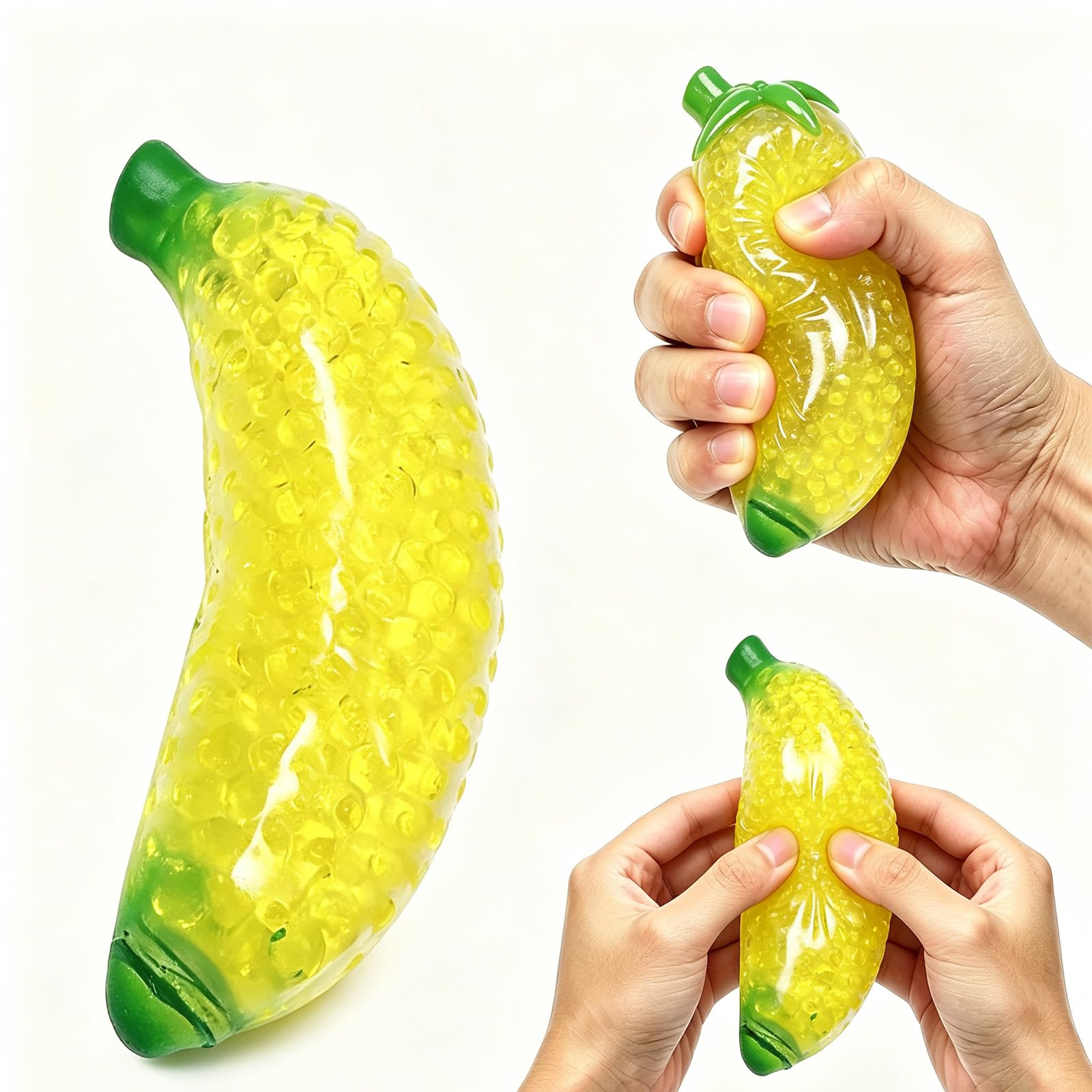 Squishy Strawberry Pineapple Bead-Filled Fidget Toys, Crunchy Stress Balls