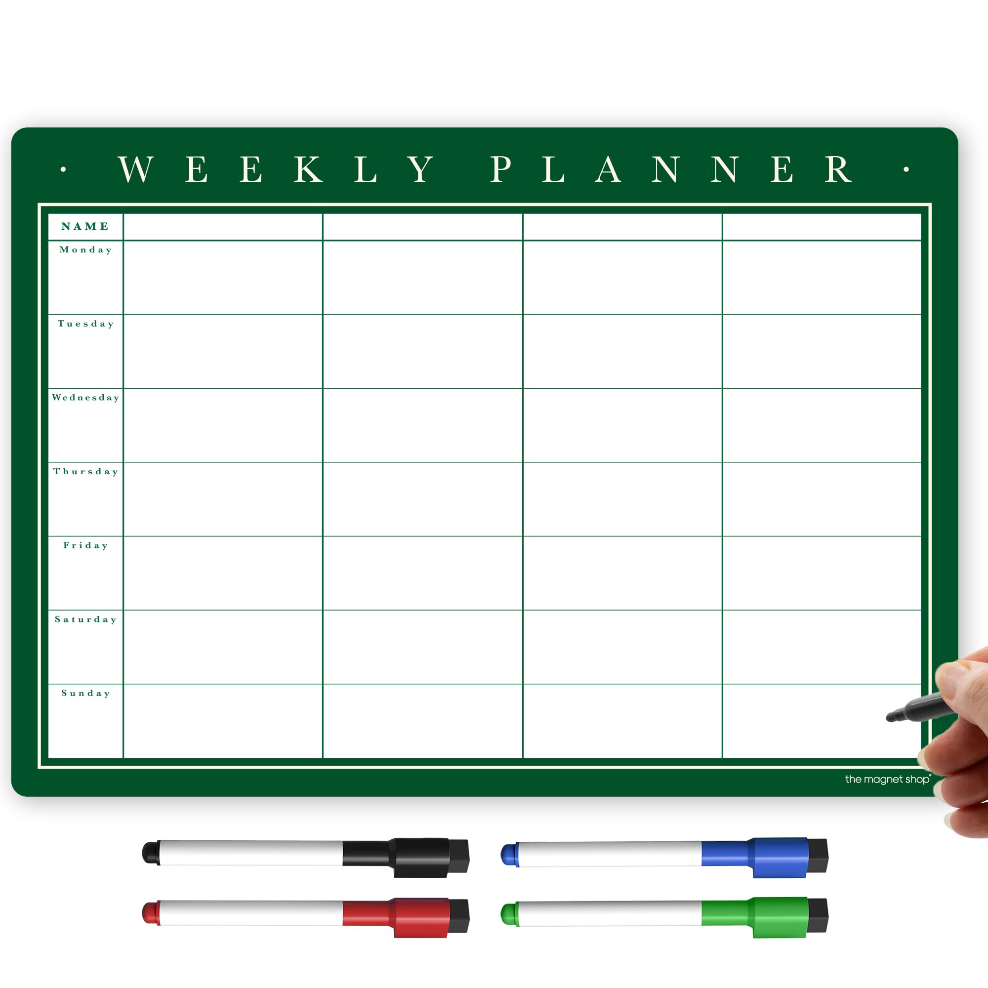 The Magnet Shop A3 Magnetic Weekly Planner and Organiser โ Fully Customisable Whiteboard for Family or Business Tasks and Meal Planning - with 4 Free Magnetic Dry Wipe Pen โ image 1