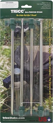 Tricc - Estacas irrompibles de acero resistente galvanizado antioxidante de 10 pulgadas, tres estacas sólidas, resistentes para viajes al aire disponible en Yaxa Peru
