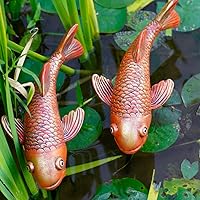 Vista 5 de Estatuas de Jardín de Peces Koi de Cerámica Antigua - Juego de 2 Exquisitas Esculturas de Peces para Exteriores, Patio, Estanque y Decoraciones