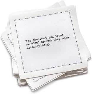 Five Star Funny Dad Jokes Quotes | White Cotton Cocktail Napkins | 50 Luxury Disposable Beverage Napkins with Witty Bar Quotes | Drink Napkins for Parties, Bars, Weddings & Game Nights