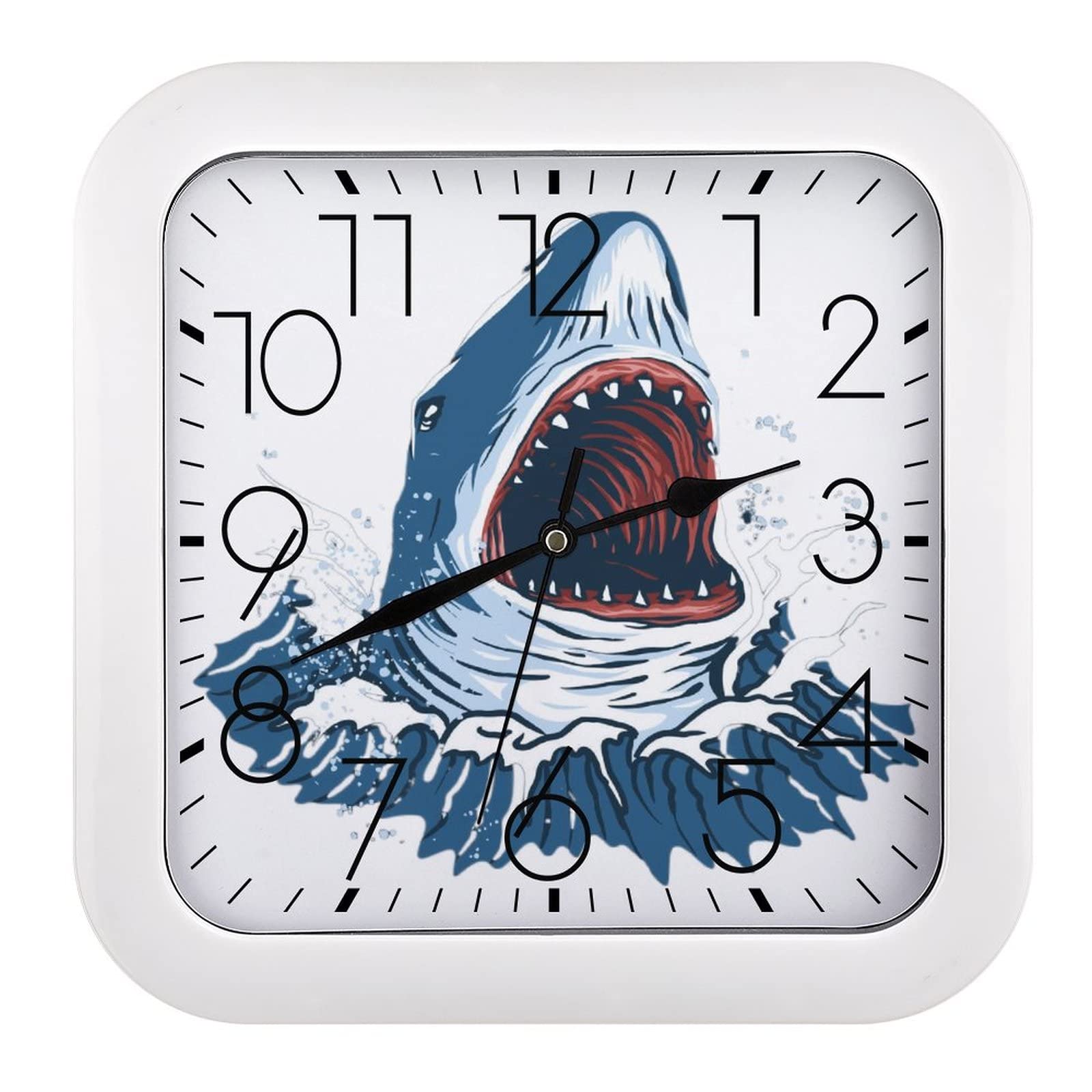 Pendule murale requin moderne sans bruit de tic-tac pour mieux se concentrer au bureau