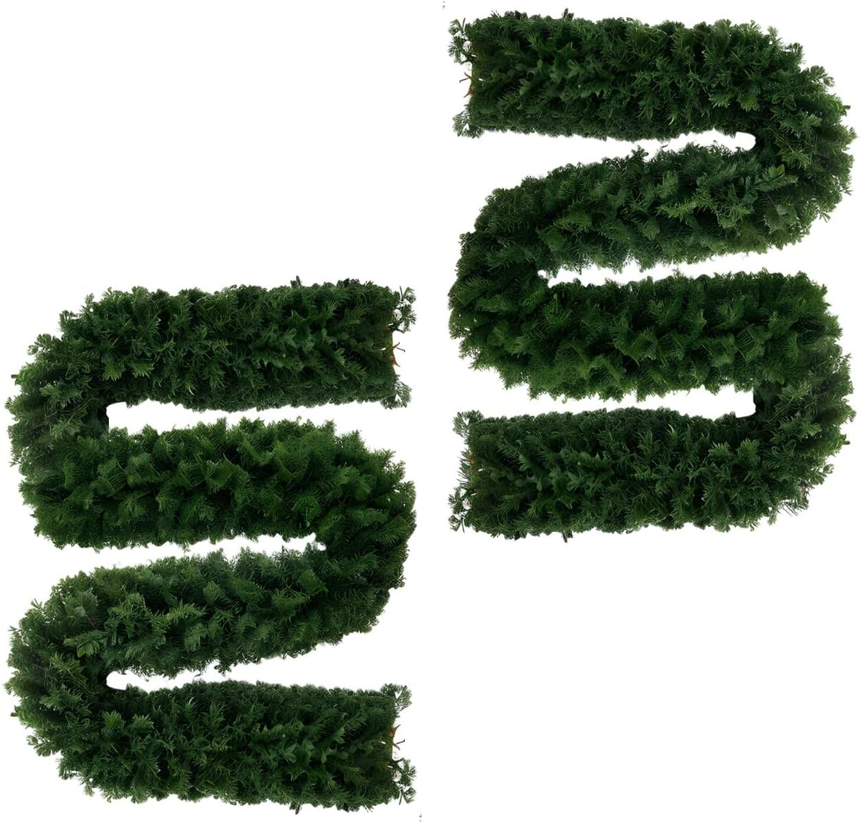 2pc 9ft Plain Green Christmas Garland | 2.7m x 25cm Realistic, Xmas Garland for Decorating Stairs, Fireplaces, Doors & Windows, Flexible, Durable Holiday Home Decor for Indoor & Outdoor.