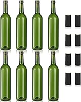 Vista 4 de DEAYOU Paquete de 8 botellas de vino burdeos de 25.4 fl oz, botellas de vidrio transparente con 8 corchos y 8 cápsulas retráctiles de PVC, botella
